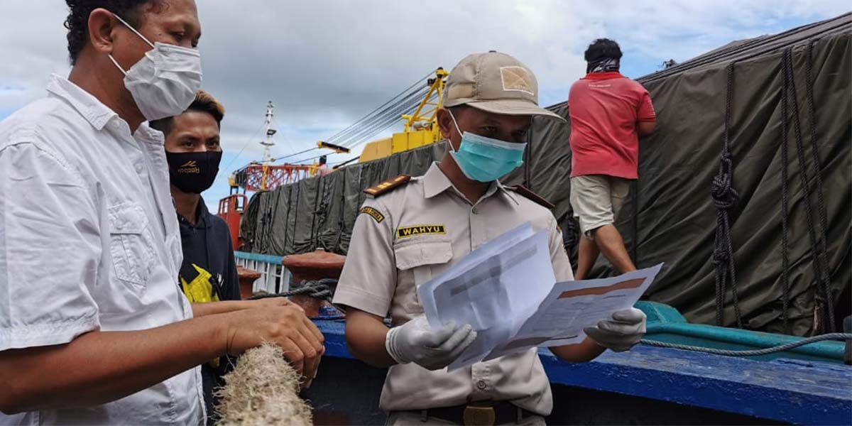 Stasiun Karantina Pertanian Kelas 1 Timika sedang melakukan memeriksa dokumen administrasi 100 ekor kambing yang tiba dari Tual